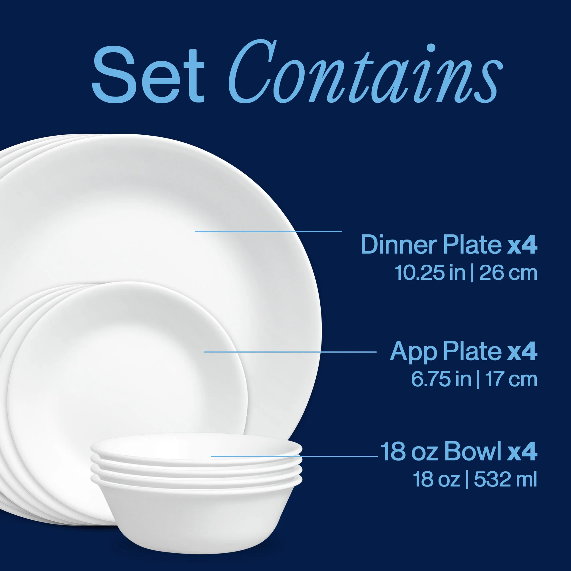 Corelle® Winter Frost White 12-piece Dinnerware Set, Service for 4 — SKU SKU00314-000-F3F78C - Image 3